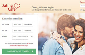 Screenshot Webseite Dating Cafe