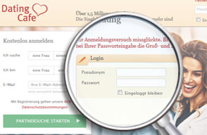 Screenshot Login Dating Cafe